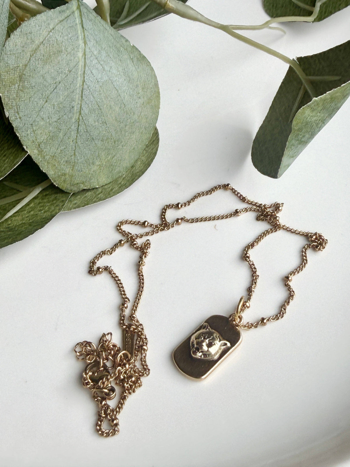 Upcycled Designer Tiger Pendant Necklace