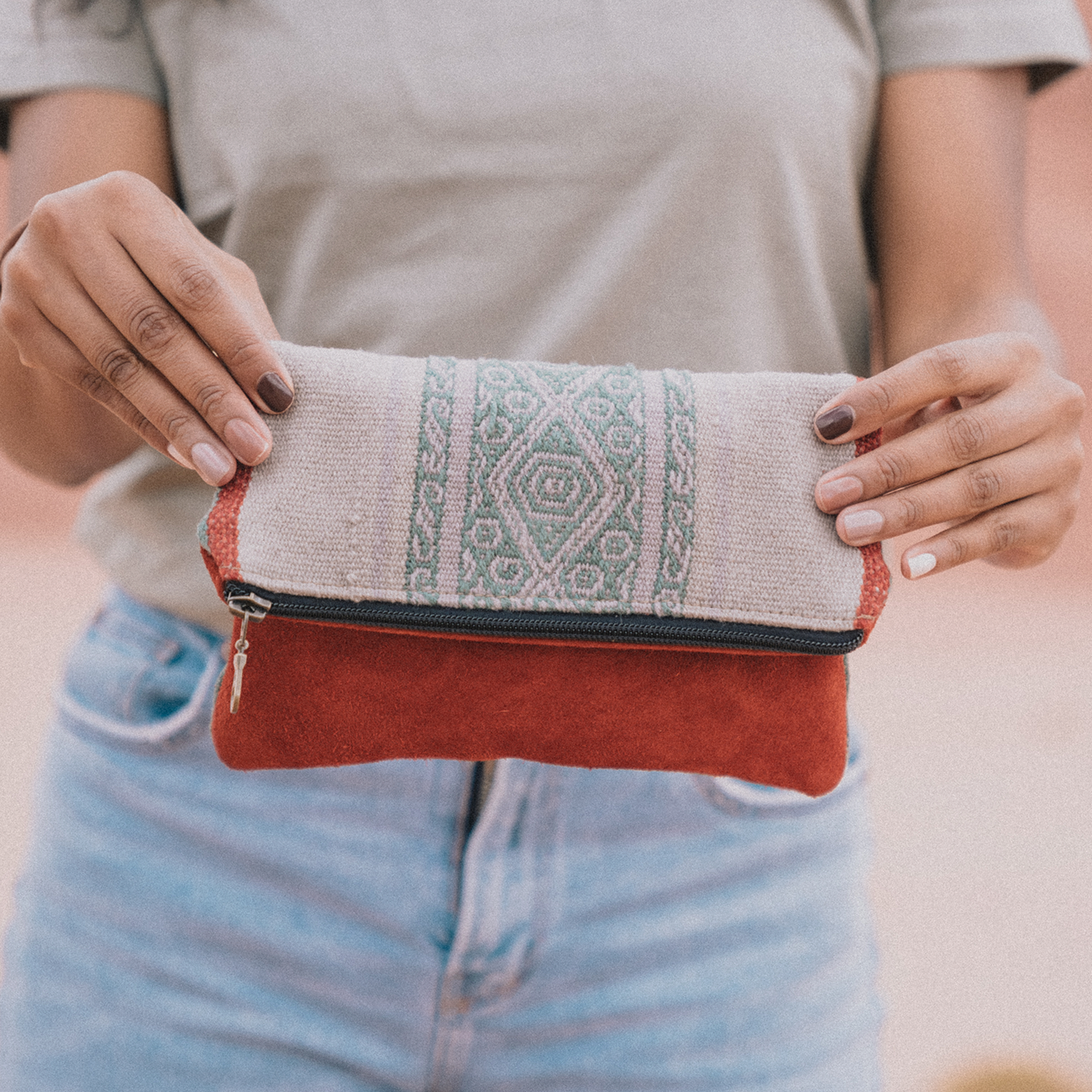 Bolivian Wool Suede Clutch