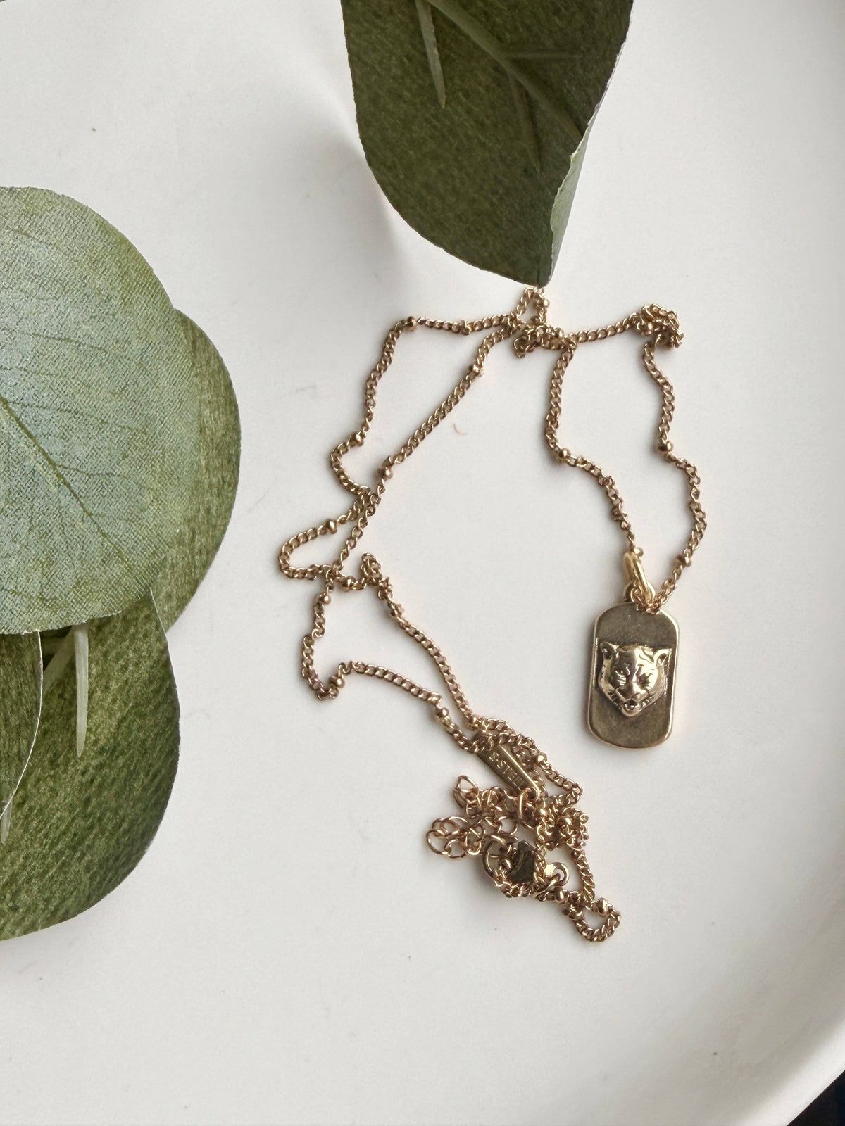Upcycled Designer Tiger Pendant Necklace