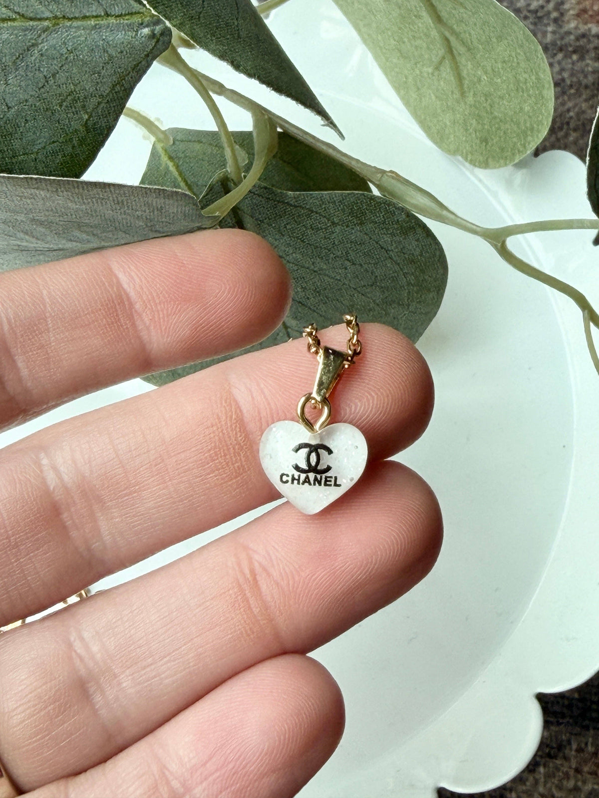 Upcycled Designer Tiny Heart Pendant Necklace
