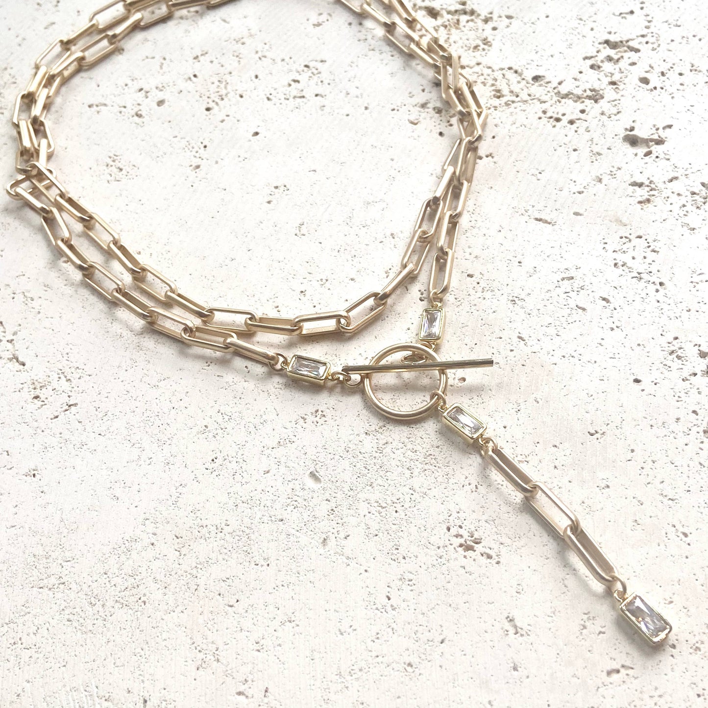 Paperclip wrap necklace: Matte gold