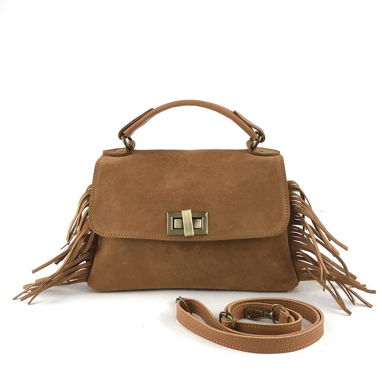 Suede Italian Leather Fringe Purse