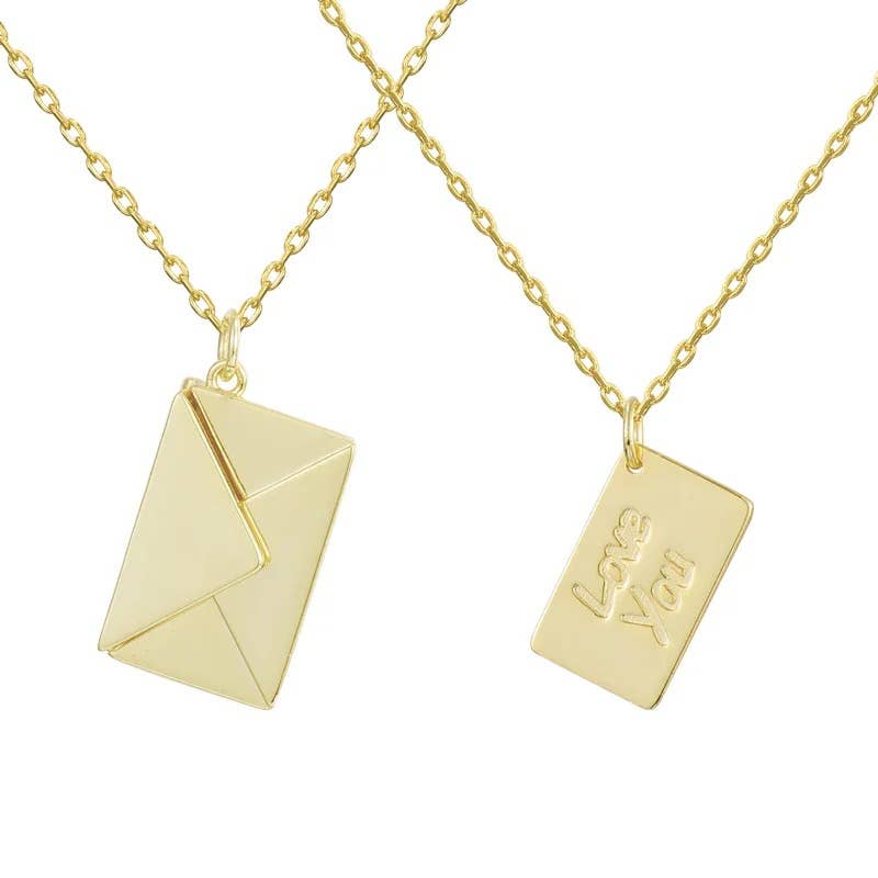 Silver Love Letter Envelope and Letter necklace