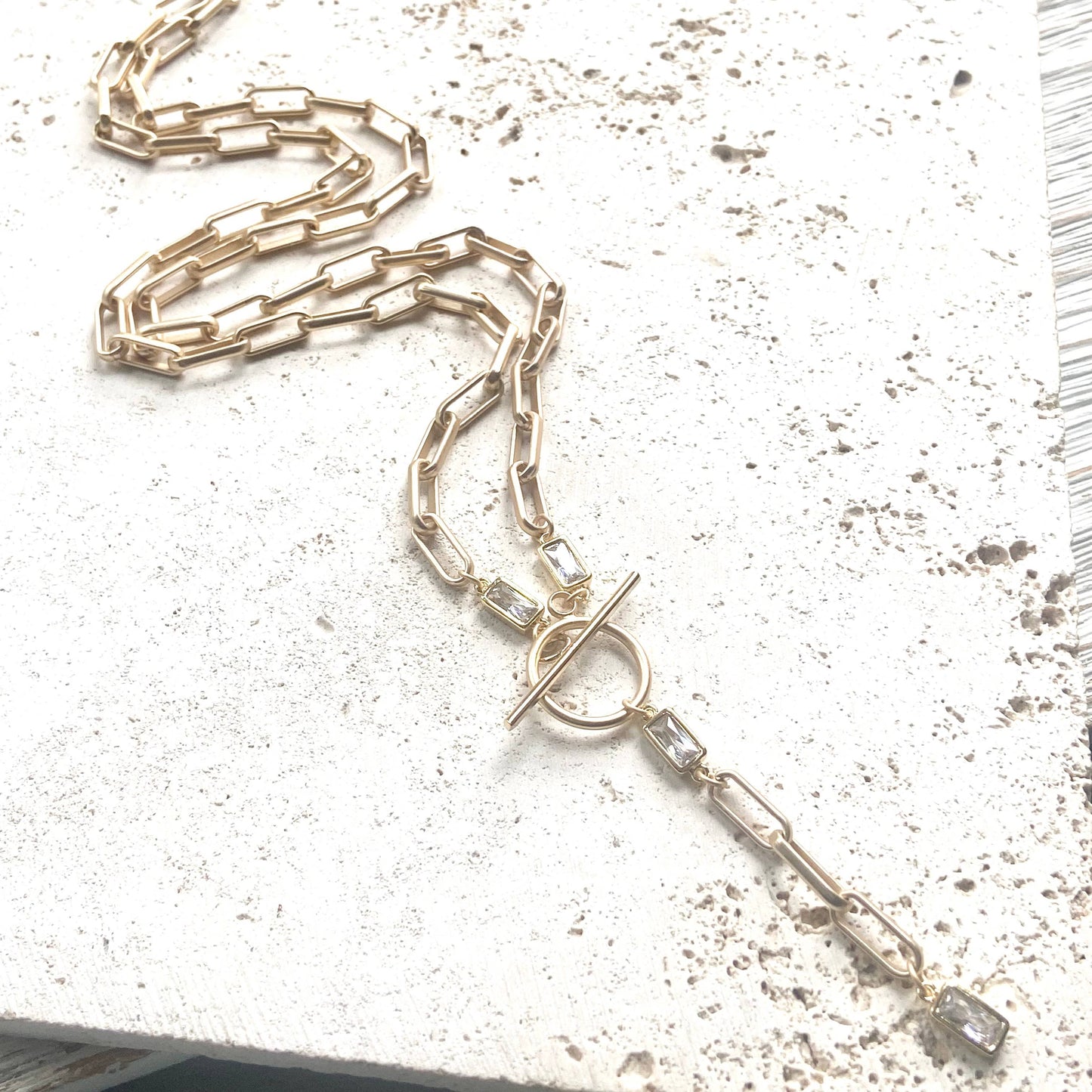 Paperclip wrap necklace: Matte gold