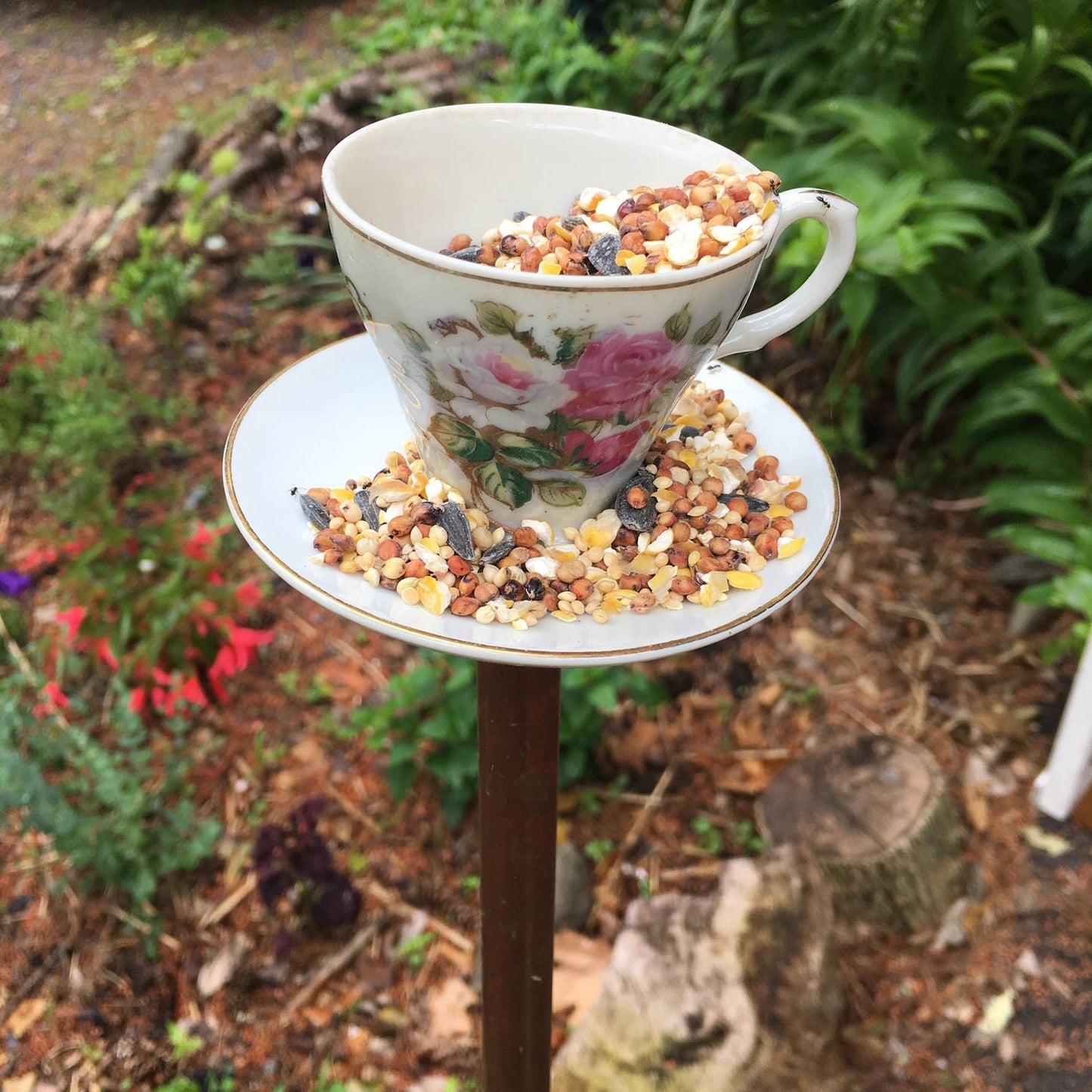 Vintage Teacup Bird Feeder