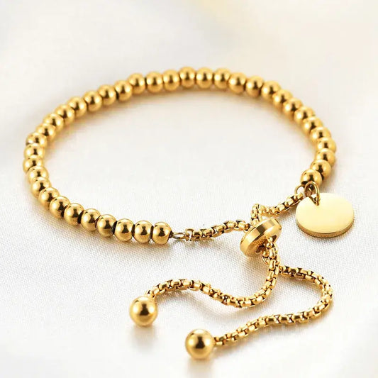 Gold Beaded Adjustable Bracelet