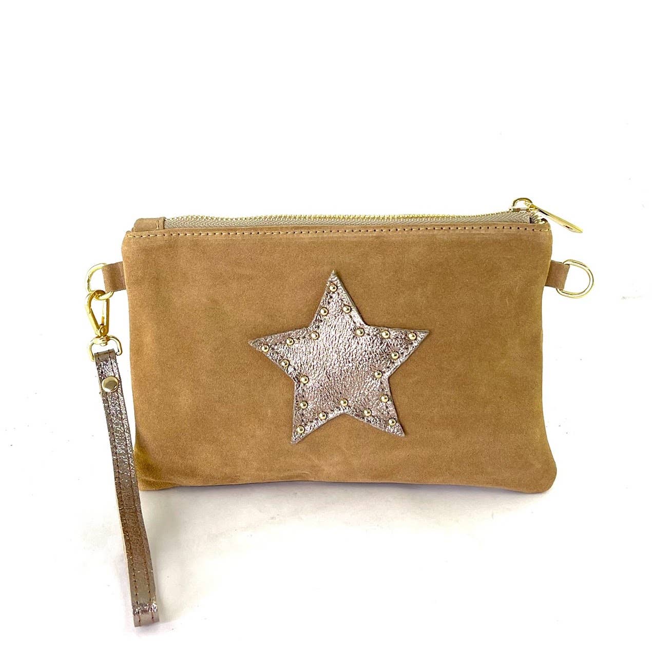 Italian Leather Suede Clutch