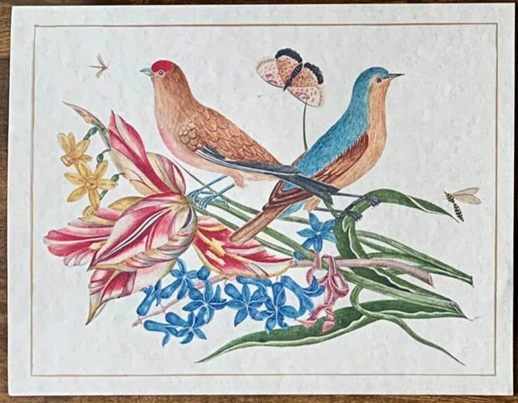 Beautiful Antique Inspired Bird Print w/Matte