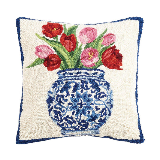 Chinoiserie Vase Tulips Hook Pillow