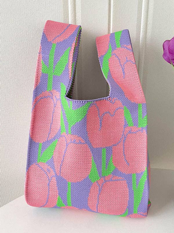 Floral Printed Bag - Orange Tulips